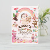 Sweet One Birthday Donuts Verjaardag Uitnodiging (Staand voorkant)