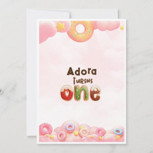 Sweet One Birthday Donuts Verjaardag Uitnodiging (Achterkant)