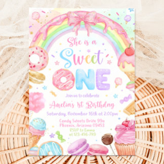 Sweet One Birthday Invitation, 1st Birthday Invite Kaart