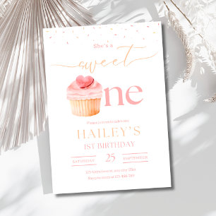 Sweet One Birthday Invitation Cupcake 1e verjaarda Kaart