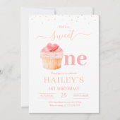 Sweet One Birthday Invitation Cupcake 1e verjaarda Kaart (Voorkant)