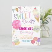 Sweet One Birthday Invitation | Ice Cream | ONE Kaart (Staand voorkant)