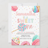 Sweet One Birthday Invitation, pasteelzoet Invi Kaart (Voorkant)