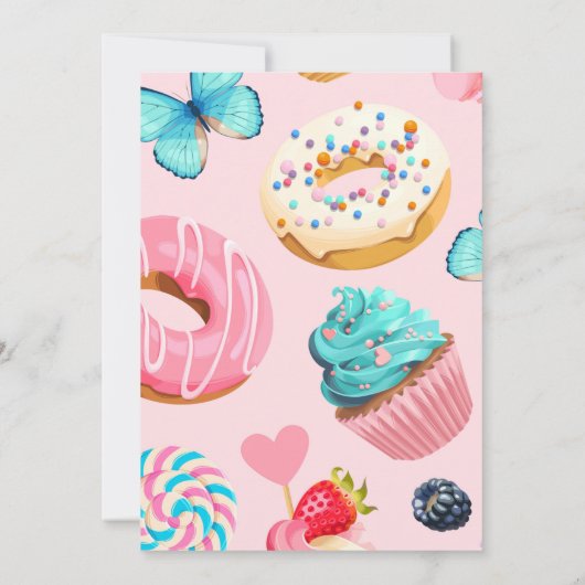 Sweet One Birthday Invitation, pasteelzoet Invi Kaart (Achterkant)