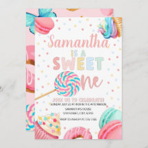 Sweet One Birthday Invitation, pasteelzoet Invi