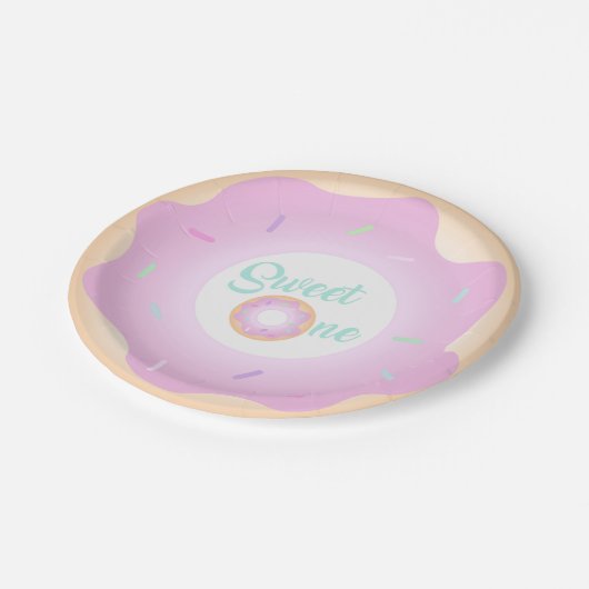 Sweet One Birthday Party Donut Borden Papieren Bordje (Gekanteld)