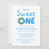Sweet One Blue Donut Boy 1st Birthday Kaart (Voorkant)