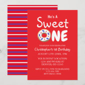 Sweet One Blue Donut Boy 1st Birthday Kaart (Voorkant / Achterkant)