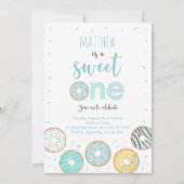 Sweet One Blue Donut Eerste Verjaardag Kaart (Voorkant)