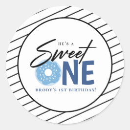 Sweet One Blue Doughnut 1st Birthday Ronde Sticker