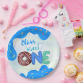Sweet One blue Frosting boy's Eerste Verjaardag Papieren Bordje (Feest)