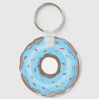 Sweet One Boy Blue Donut Birthday Favors Button Sleutelhanger
