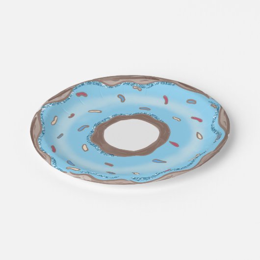 Sweet One Boy Blue Donut Verjaardag Papieren Bordje (Gekanteld)