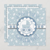 Sweet One Boy Invitation Square Kaart (Voorkant / Achterkant)