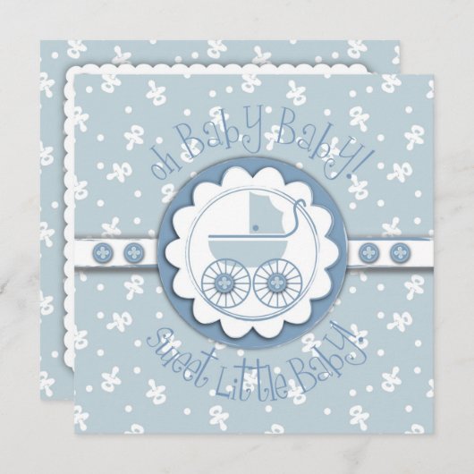 Sweet One Boy Invitation Square Kaart (Voorkant / Achterkant)