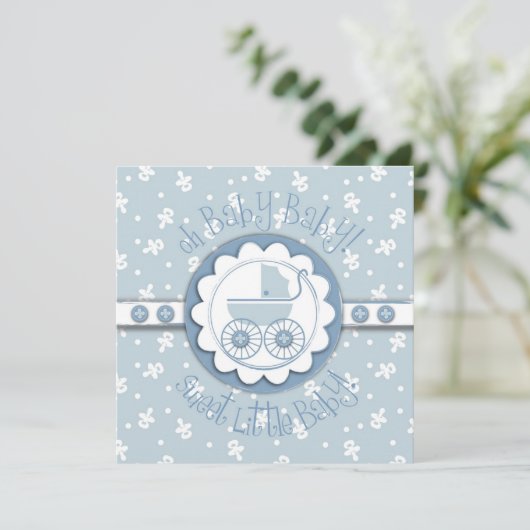 Sweet One Boy Invitation Square Kaart (Staand voorkant)