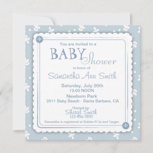 Sweet One Boy Invitation Square Kaart (Achterkant)