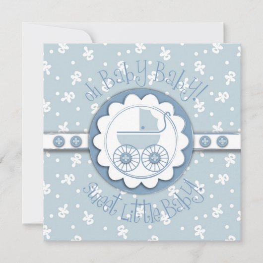 Sweet One Boy Invitation Square Kaart (Voorkant)