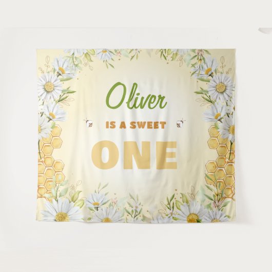 Sweet One Bumblebee 1e Boy Birthday Party Wandkleed (Voorkant (horizontaal))