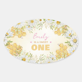 Sweet One Bumblebee 1e meisje: Birthday Beeday Ovale Sticker