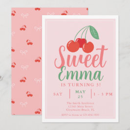 Sweet One Cherry 3e verjaardag uitnodiging