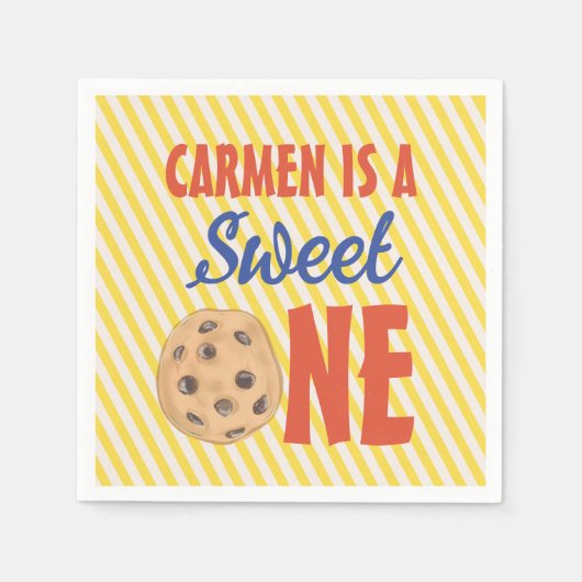 Sweet One Chocolate Cookie Verjaardag servet (Voorkant)