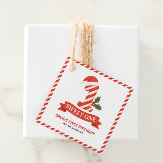 Sweet One Christmas Eerste Verjaardag Bedankjes Labels (In situ)