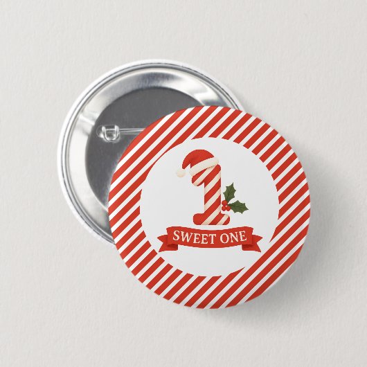 Sweet One Christmas Eerste Verjaardag Ronde Button 5,7 Cm (Voorkant /achterkant)