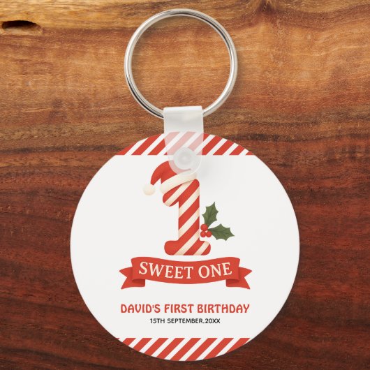 Sweet One Christmas Eerste Verjaardag Sleutelhanger (Voorkant)