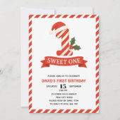 Sweet One Christmas Eerste Verjaardag Uitnodiging (Voorkant)