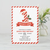 Sweet One Christmas Eerste Verjaardag Uitnodiging (Staand voorkant)