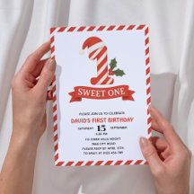Sweet One Christmas Eerste Verjaardag Uitnodiging