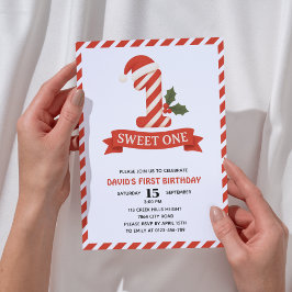 Sweet One Christmas Eerste Verjaardag Uitnodiging
