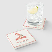 Sweet One Christmas Eerste Verjaardag Uitnodiging Stenen Onderzetter (Zijkant)