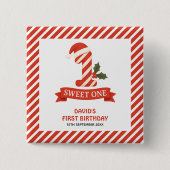 Sweet One Christmas Eerste Verjaardag Vierkante Button 5,1 Cm (Voorkant)