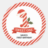 Sweet One Christmas First Birthday  Ronde Sticker (Voorkant)