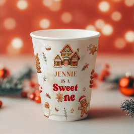 Sweet One Christmas Gingerbread House 1st Birthday Papieren Bekers