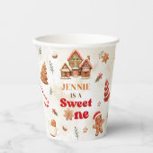 Sweet One Christmas Gingerbread House 1st Birthday Papieren Bekers (Voorkant)