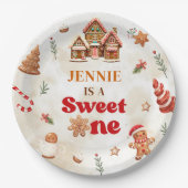 Sweet One Christmas Gingerbread House 1st Birthday Papieren Bordje (Voorkant)