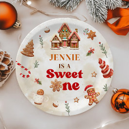 Sweet One Christmas Gingerbread House 1st Birthday Papieren Bordje