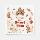 Sweet One Christmas Gingerbread House 1st Birthday Servet (Voorkant)
