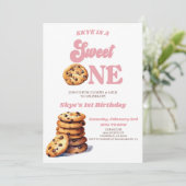 Sweet One Cookies en Melk 1e Verjaardagsfeest Kaart (Staand voorkant)