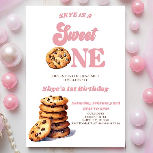 Sweet One Cookies en Melk 1e Verjaardagsfeest Kaart