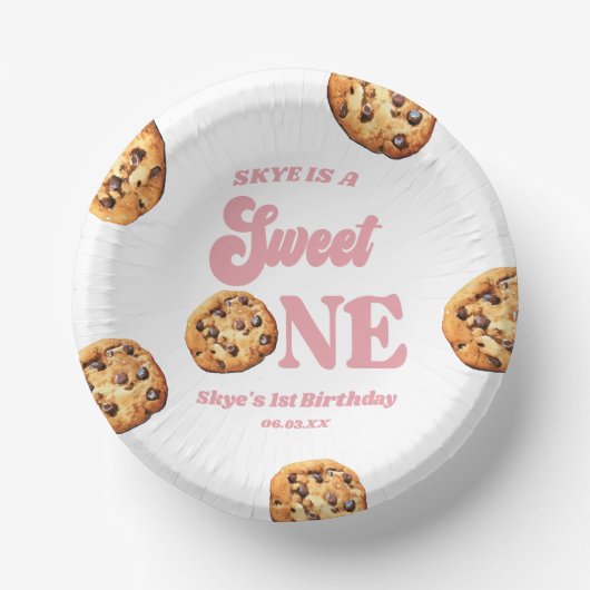Sweet One Cookies en Melk 1e Verjaardagsfeest Papieren Kommen (Voorkant)