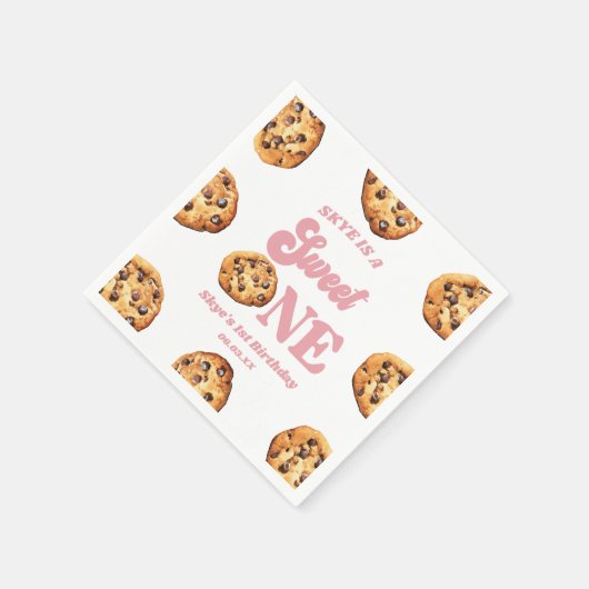 Sweet One Cookies en Melk 1e Verjaardagsfeest Servet (Hoek)