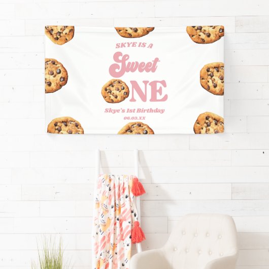 Sweet One Cookies en Melk 1e Verjaardagsfeest Spandoek (Insitu)