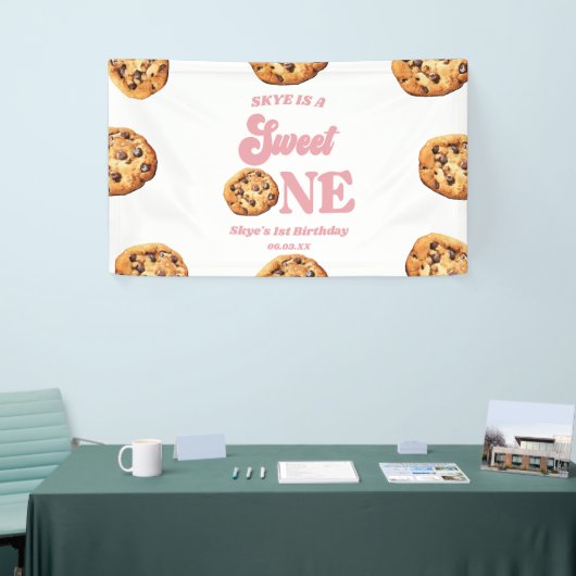 Sweet One Cookies en Melk 1e Verjaardagsfeest Spandoek (Beurs)