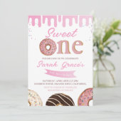 Sweet One Donut 1e verjaardag uitnodiging (Staand voorkant)