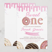 Sweet One Donut 1e verjaardag uitnodiging (Voorkant / Achterkant)