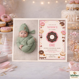 Sweet One Donut 1e verjaardagsfeestje   Cute Donut Kaart